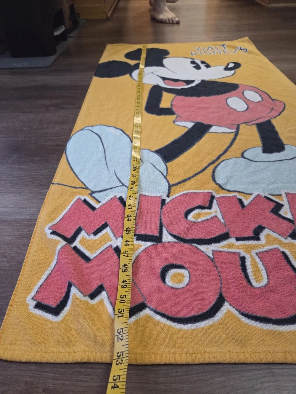 Vintage 90s Y2K Walt Disney Mickey Mouse Yellow/Orange Beach Towel